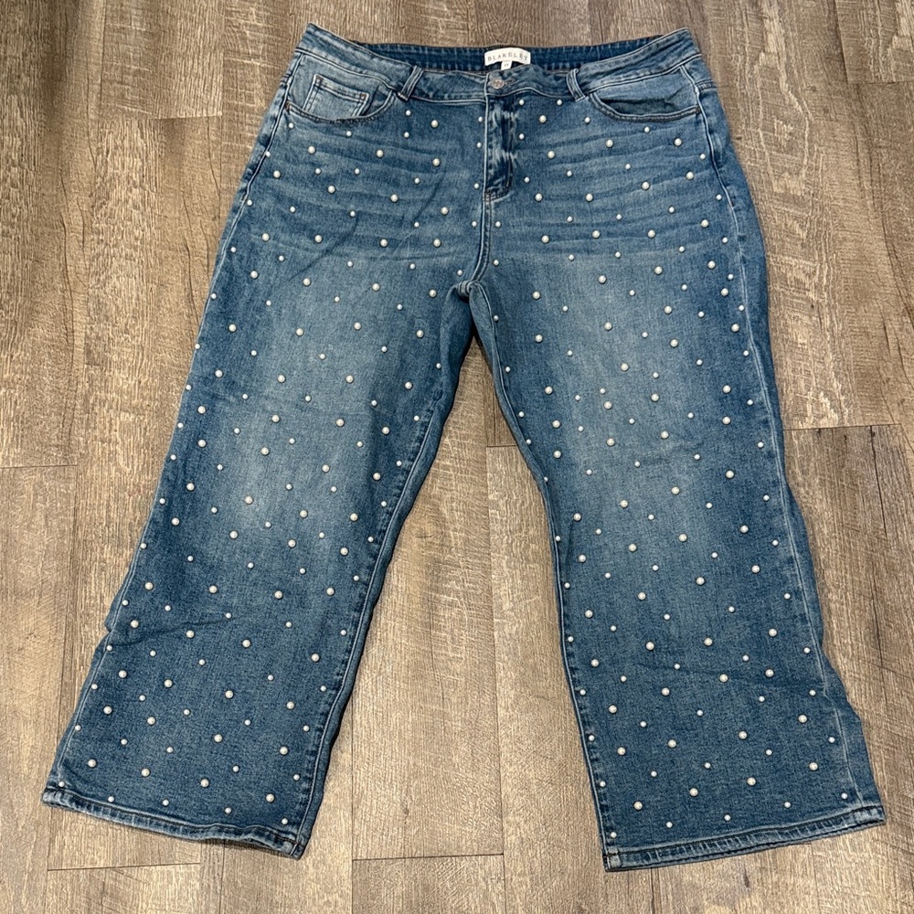 Chic Blue Pearl Flare Jeans